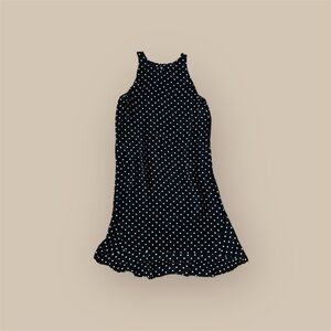 100% silk black white polka dot high low slip midi dress